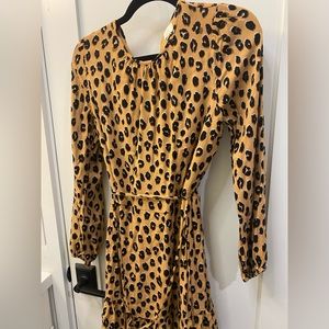 Cheetah print tie mini dress